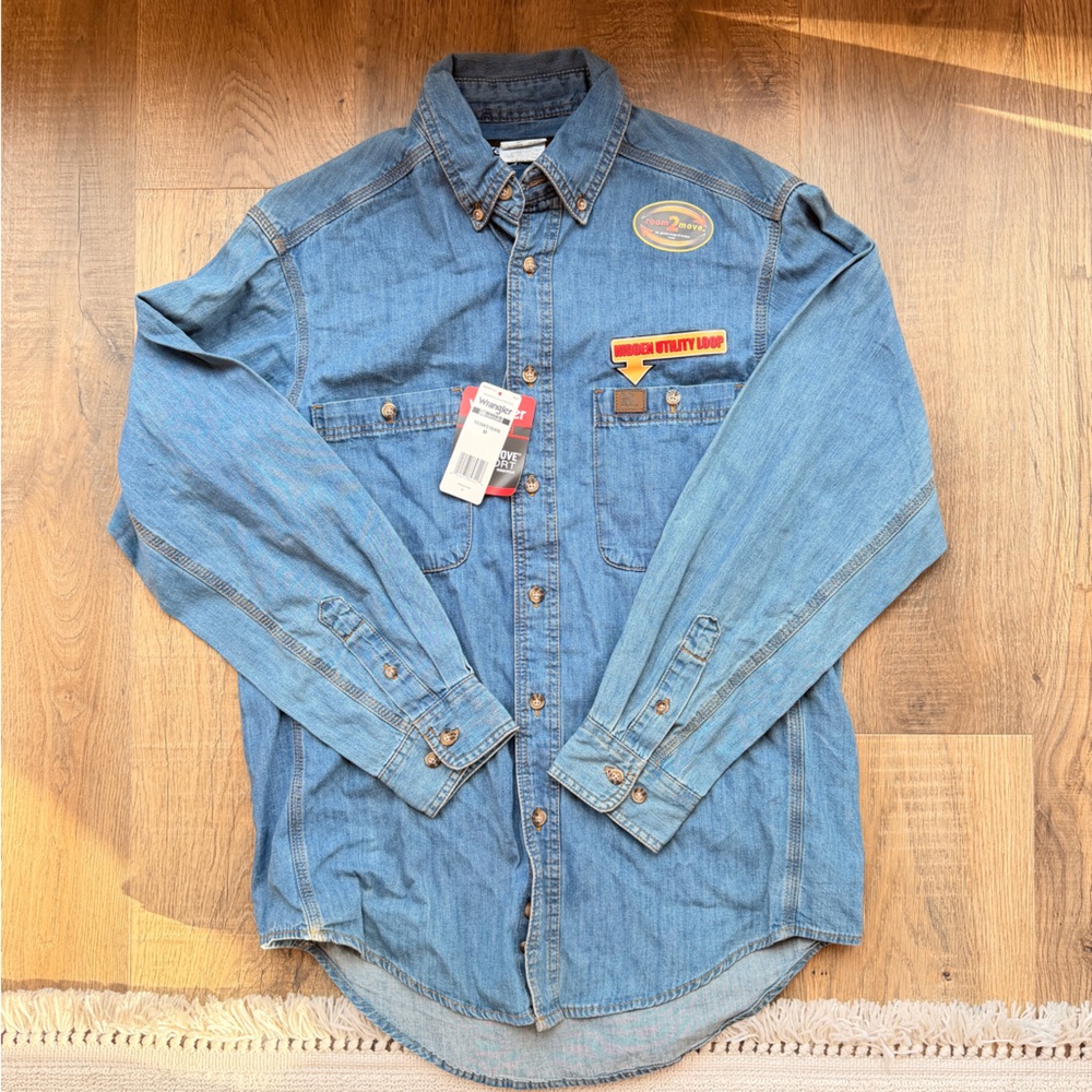 NEW MEN'S WRANGLER® CLASSIC DENIM WESTERN SNAP SHIRT